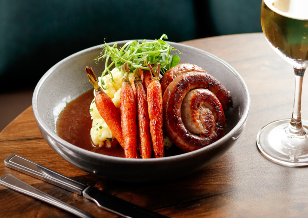 High Stile Kitchen's sausage and mash with carrots